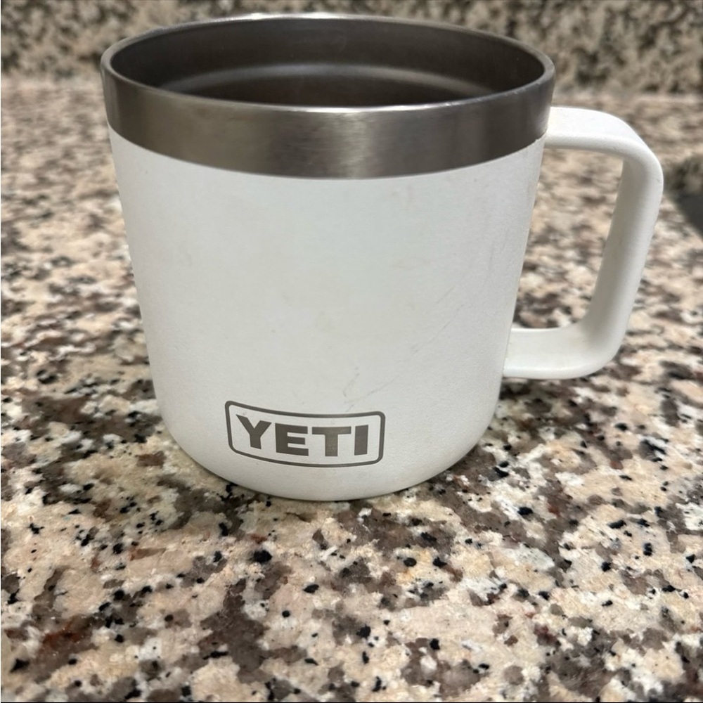 YETI White Mug with Stainless Steel Accent